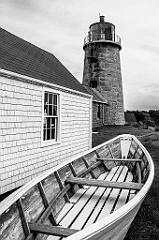 Rowboat Near Monhegan Island Light Placed by Artists -BW